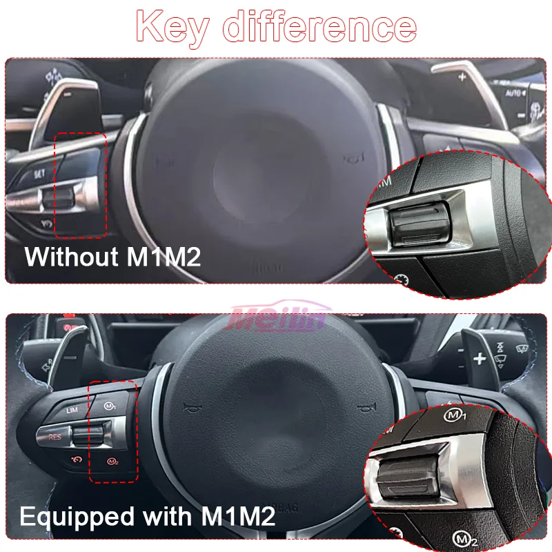 Steering wheel button with M1M2 button, black/red/blue, suitable for BMW 3/5 F10/F20 F30  Series high-end and low-end buttons