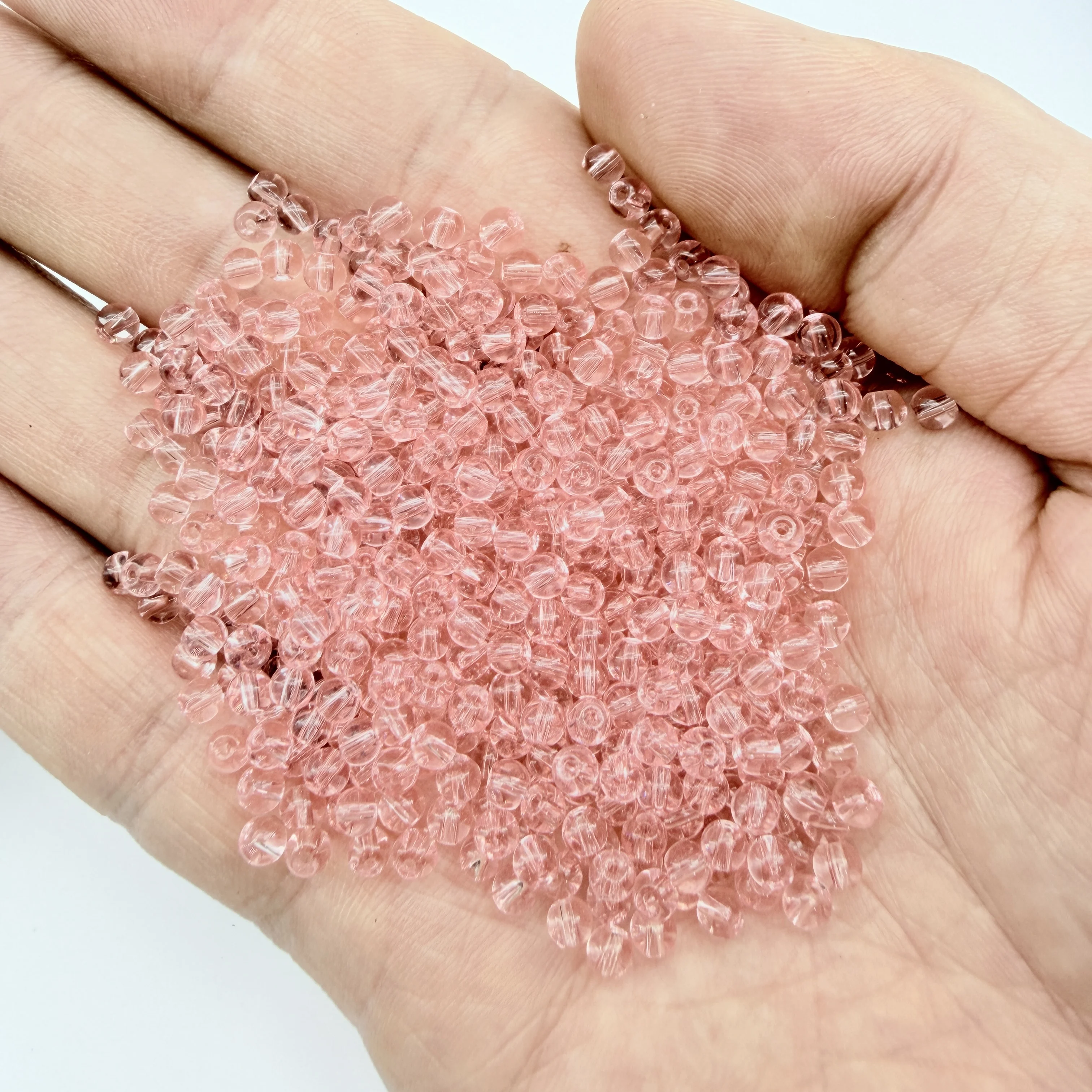 600/1200pcs 3mm Transparent Pink Round Glass Beads DIY Bracelet Necklace Handmade Beading Jewelry Loose Beads Materials