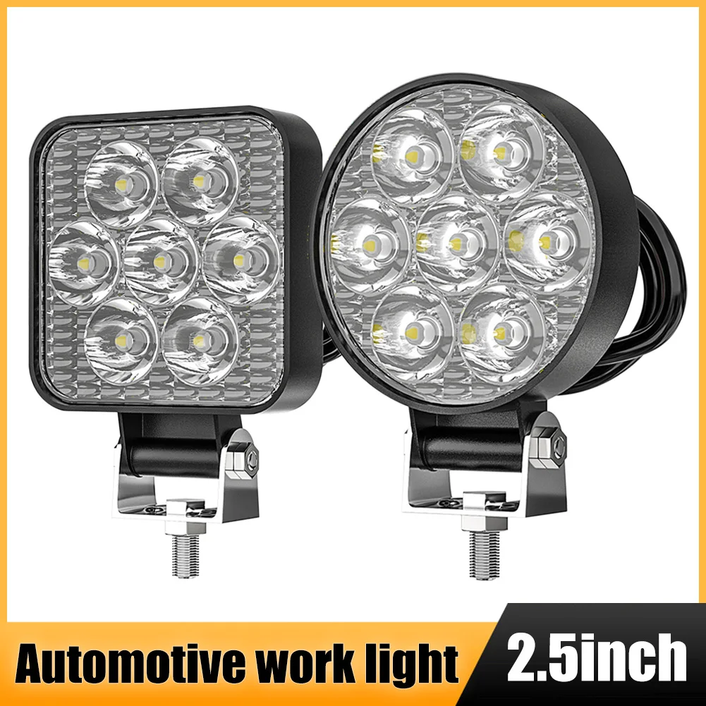 

New 1/2/4pcs 42W LED Work Light 2.5" Square Round LED Pod 9-80V 7LED Spot Light Driving Fog Light For Off-Road SUV Truck Boat