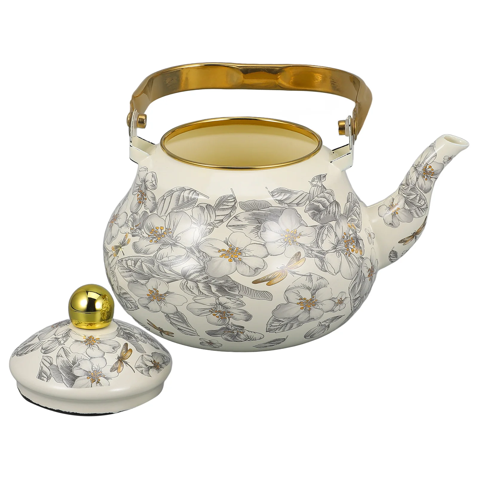 

1pc Retro Enamel 2.0L Porcelain Teakettle Household Pot Boiling Water Vintage Tea Kettle Enamel Teakettle Enameled Teapot