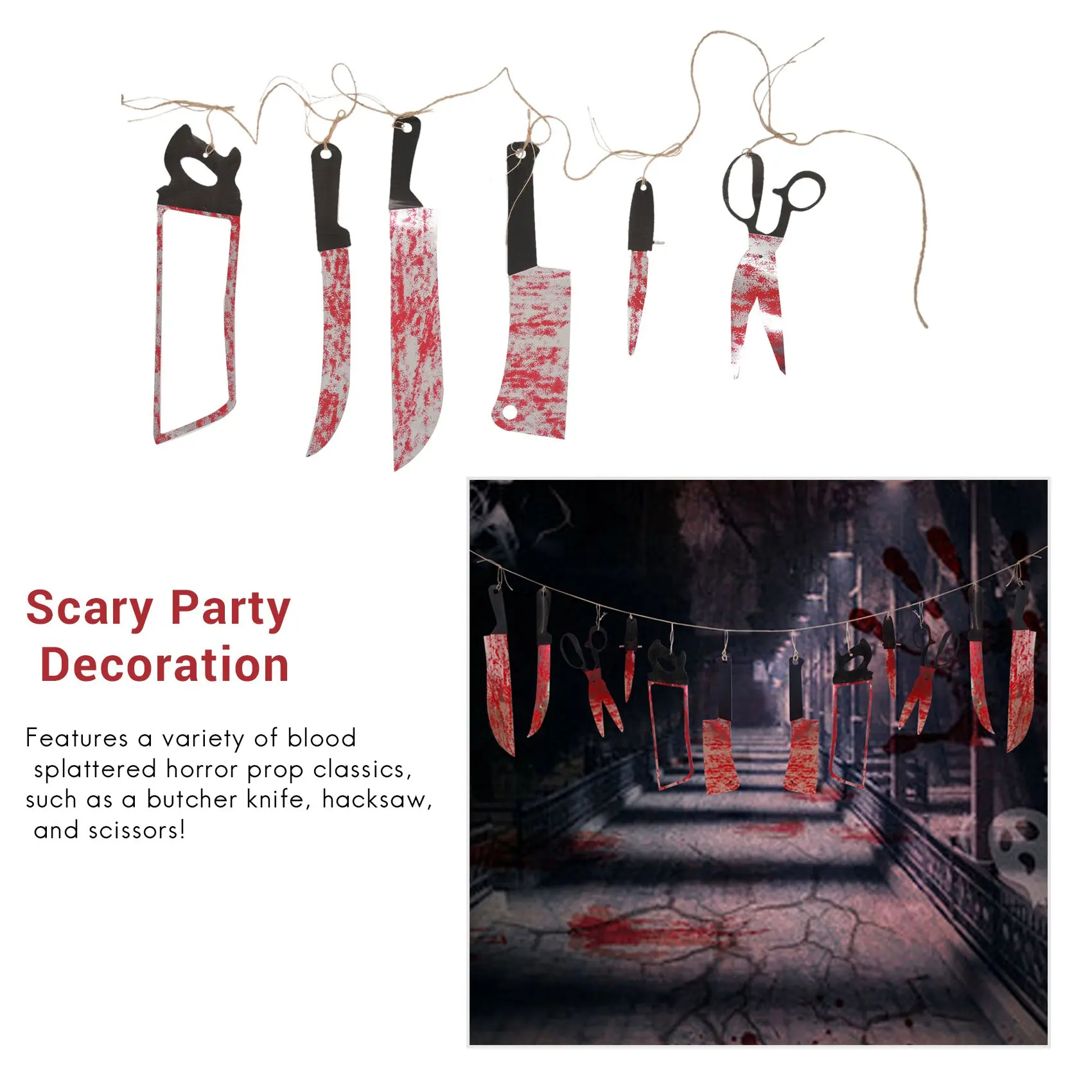 3 Ensemble Sanglante Guirlande BannièRe Halloween Zombie FêTe DéCoration Fournitures Halloween Effrayant FêTe HantéE Maison