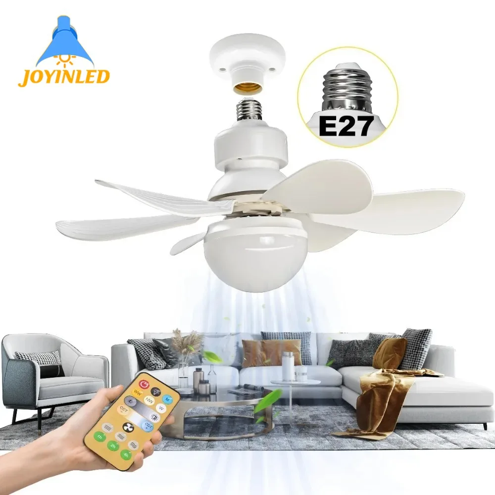 Modern Fan Light Remote Control Fully Dimmable Lighting Color Temperature Modes Smart E27 Led Ceiling Fan Light