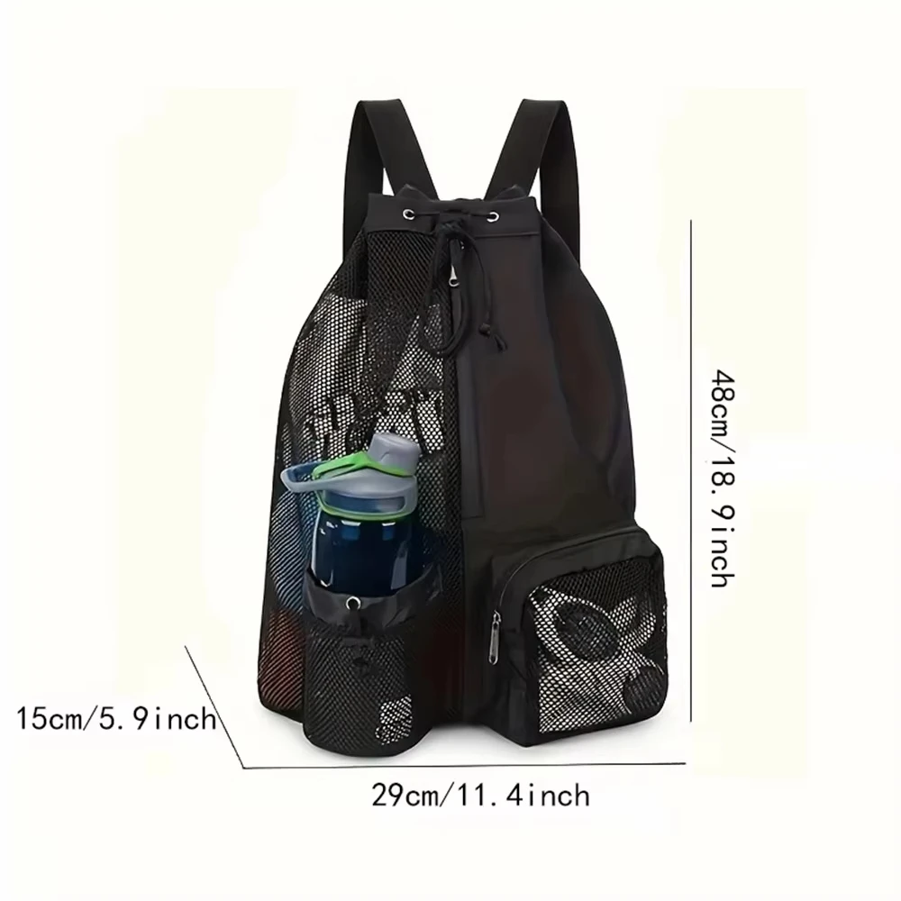 

Mesh Drawstring Backpack with Wet Pocket – Portable Beach Swimming Bag, Heavy-Duty Multifunctional Storage Pack for Outdoor Trip