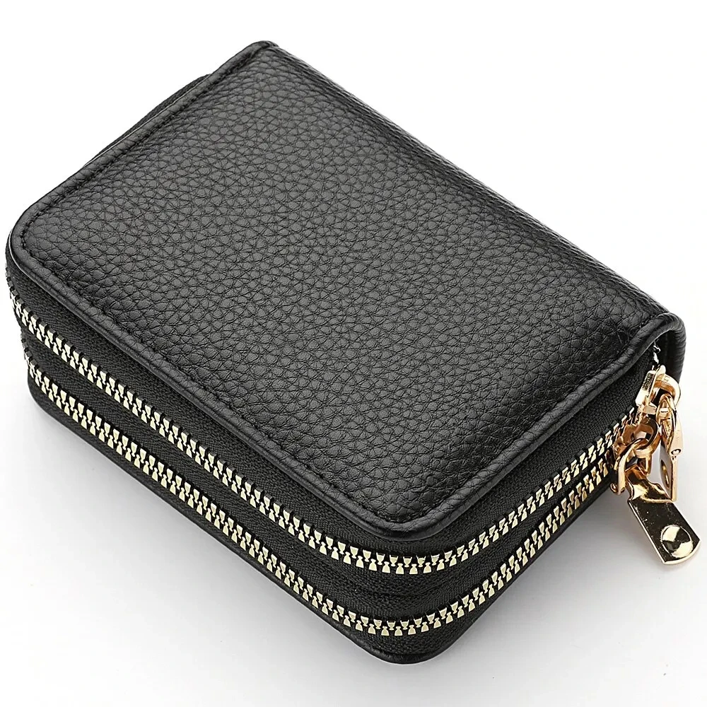 Women's Short Wallet with Transparent Closure. Litchi Pattern. Multi Card Slot Wallet, Large Capacity, Fashionable