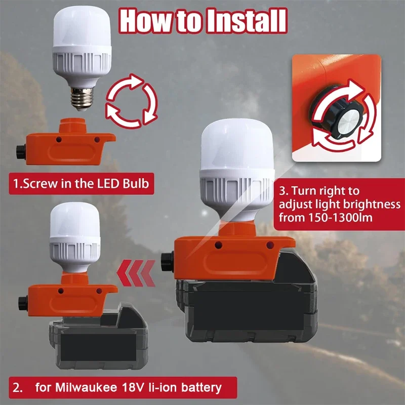 Bezprzewodowa lampa robocza LED do akumulatora litowego Milwaukee 18 V z żarówką LED 12 W 1300 lm ręczna latarka LED 48-11-1811 48-11-1815