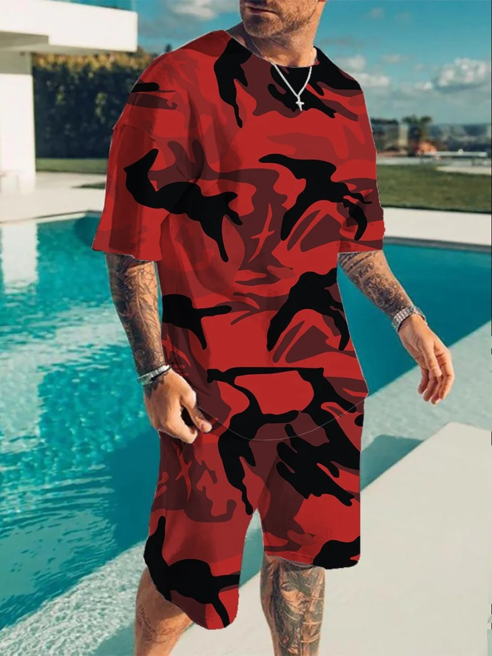 

3D камуфляжный комплект большого размера ort Sve, повседневная спортивная одежда, молодежная футболка orts Combo Four Seasons, универсальная китайская происхождение