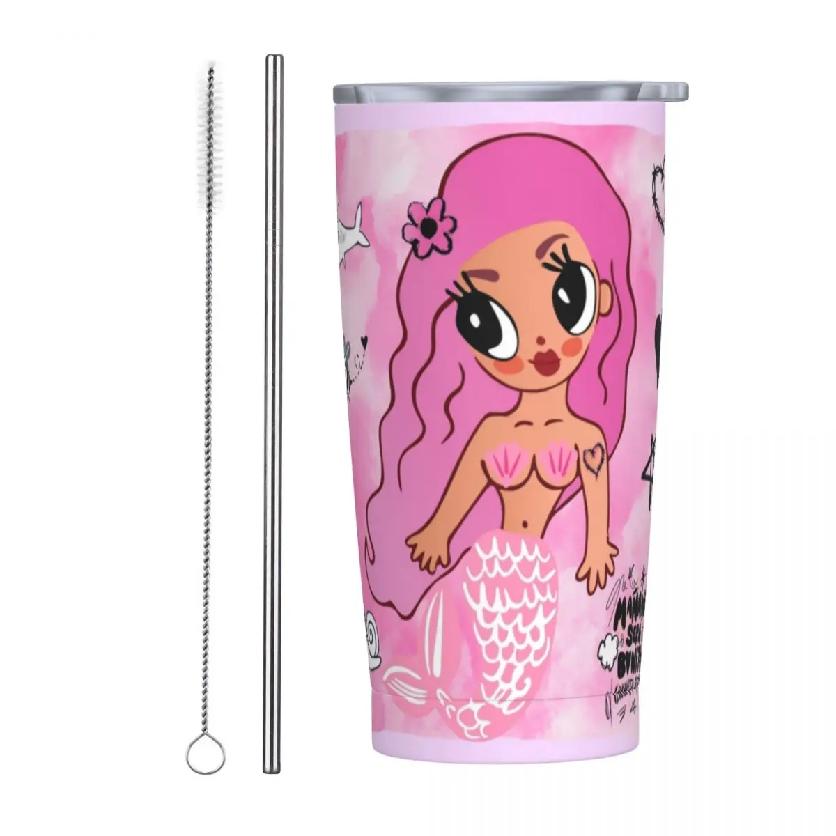 Stainless Steel Tumbler K-Karol G With Pink Hair Mugs Cup Pretty Girl Heart Beach Cold and Hot Water Bottle Large Coffee Mug