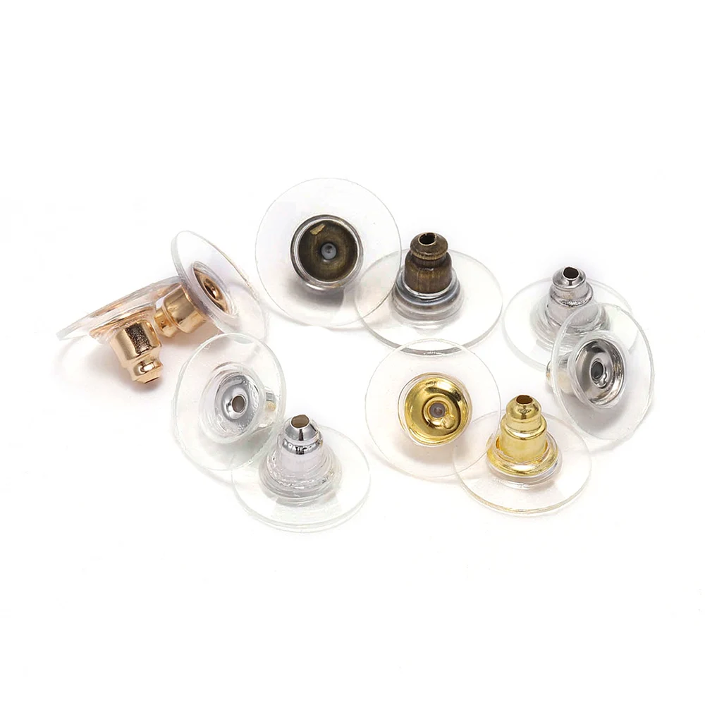 100 teile/los Gummi Ohrring Stopper Edelstahl Earnuts Stud Ohrring Zurück Für DIY Schmuck Machen Erkenntnisse Zubehör – Detail 1