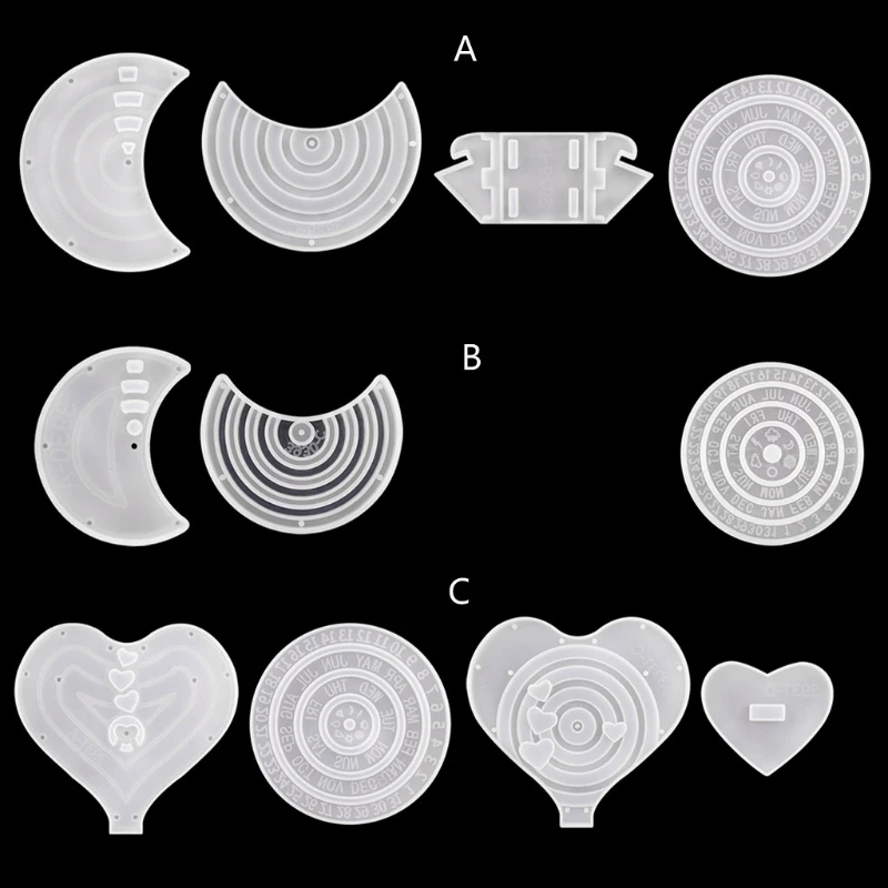 

Луна/сердечко-календарь, подвеска, силиконовая форма, настенная декоративная форма для литья из смолы 97QE