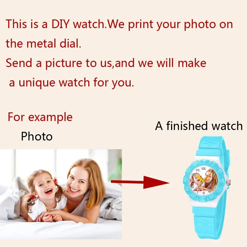A3331 Dropship reloj de goma para niños reloj con foto personalizada relojes con imagen personalizada reloj de pulsera creativo para regalo de cumpleaños para niños