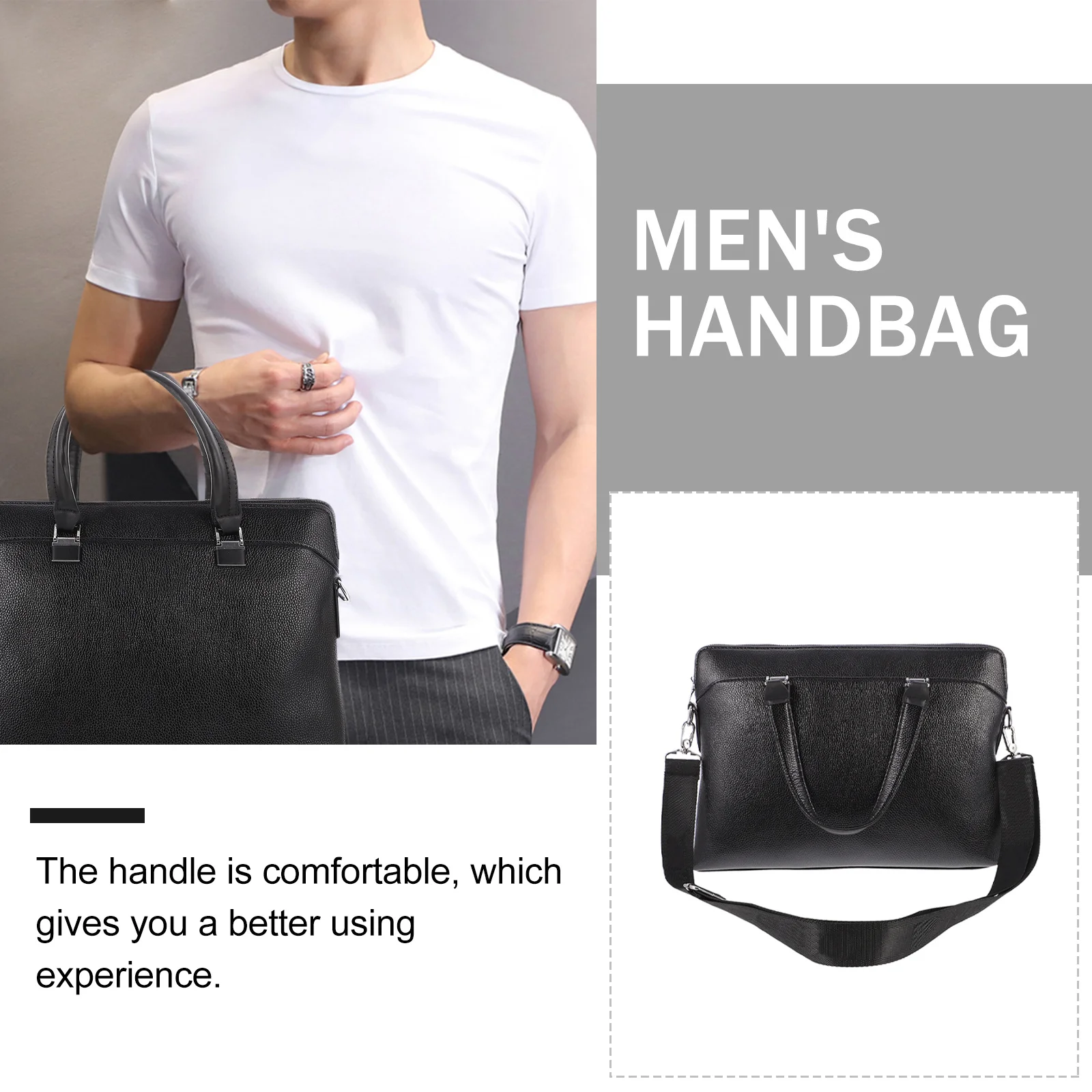 Business Briefcase Large Capacity Pu Laptop Bag For Men Portable Computer Storage Organizer Work