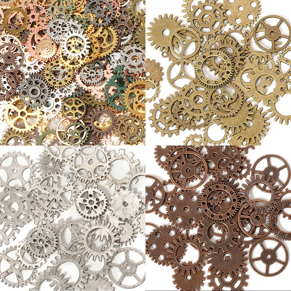Około 50g losowe Mix kolorów Mix rozmiar metalowe mechaniczne Steampunk Cogs koła zębate Charms wisiorek dla DIY akcesoria do wyrobu biżuterii