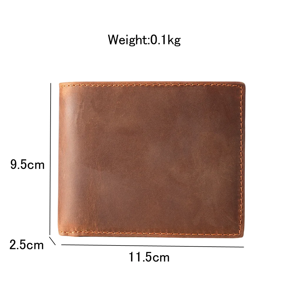 Vintage RFID Anti-Theft Brush Zero Wallet Genuine Leather Men's Wallet Men's Three Fold Card Bag Short Cowhide Men's Wallet