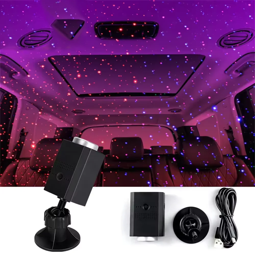 Car Starry Sky Top Projection USB Rechargeable Light Car Ambient Car Indoor Bedroom Decorative Music Voice-activated Rhythm Ligh