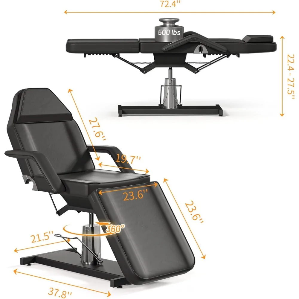 كرسي وشم هيدروليكي للسبا قابل للتعديل وأسرة معالجة الوجه لخدمات التجميل والجمالية