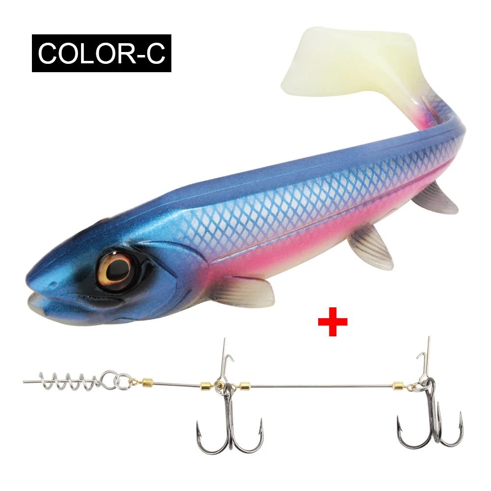Spinpoler Big Fish Weicher Angelköder mit Stinger Rig Hakenset 14 cm/18 cm Jigging Trolling für Salzwasser-Meeresangelgerät Pesca