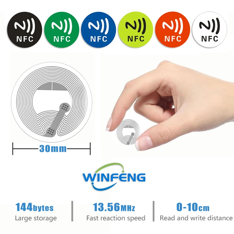 6 Cái/bộ Thẻ Tag NFC Miếng Dán Có Thể Lập Trình Rewritable 13.56MHZ Thẻ RFID Ntag 213 Chip NFC Cho Điện Thoại Di Động Samsung NFC thanh Toán