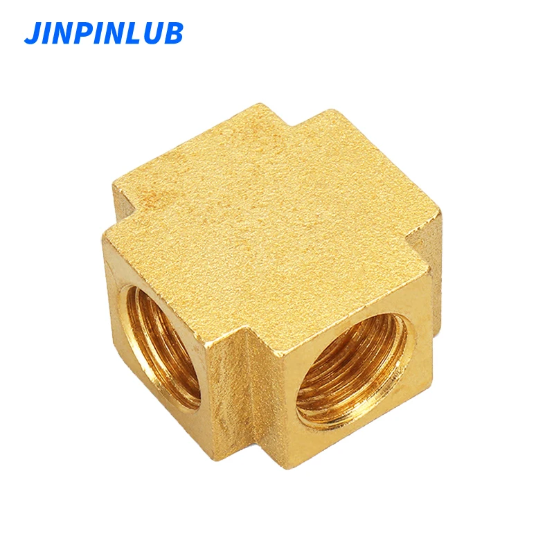 JINPINLUB PJDB Brass Four-Way Square Connector Internal Thread Cross Pipeline Fittings Pt1/8 2/8 3/8 for Plumbing