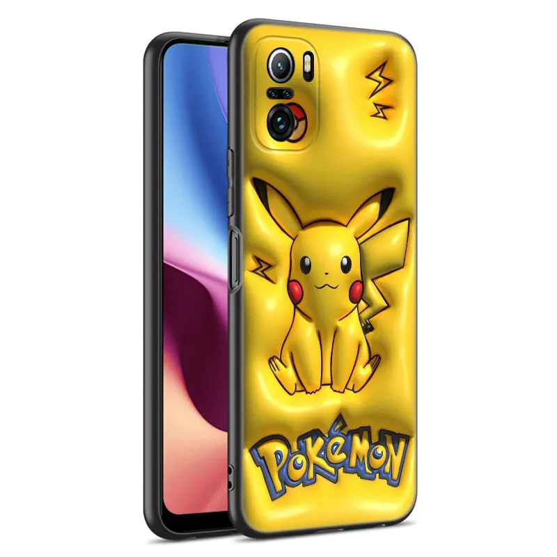 Cool P-Pokemon P-Pikachu Black Silicone Phone Case For Xiaomi POCO X3 X4 NFC F4 GT F5 F6 M3 M4 M6 X5 X6 Pro 5G M5 C55 C65