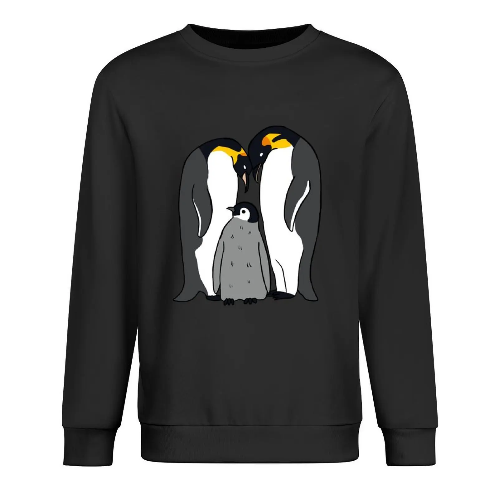 

Cute emperor penguins family mom dad and child adorable penguin cartoon illustration Pullover japanese style hoody