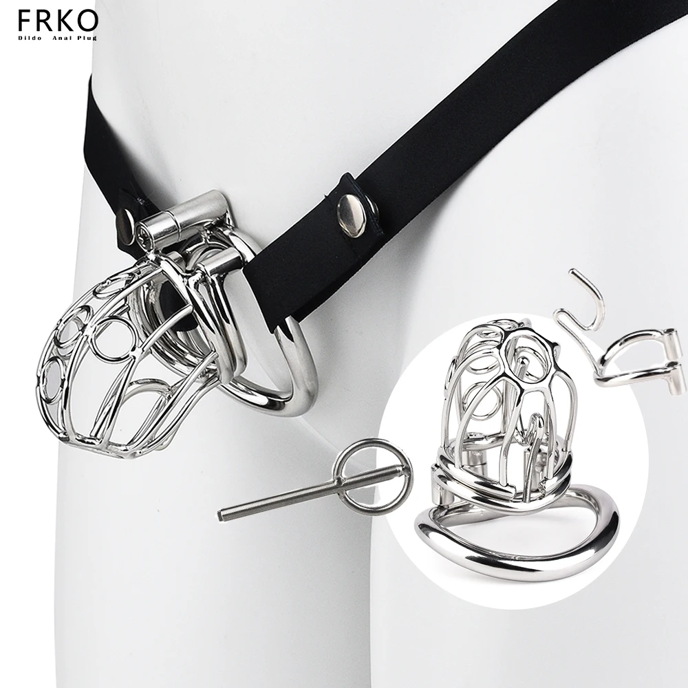 

FRKO Stainless Steel Chastity Cage Elastic Band Auxiliary Belt PA Puncture Cock Cage Penis Ring BDSM Sex Toys Men Urethral Lock