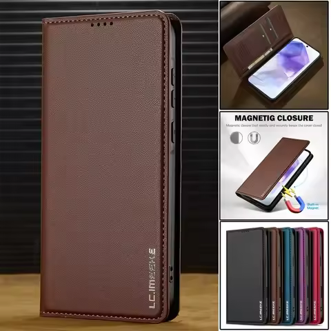 Magnetic Flip Leather Phone Case for Samsung Galaxy S25 Edge S24 FE S23 Plus S22 S21 Ultra A16 A36 A56 A15 A55 Wallet Card Cover