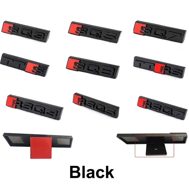 

For Audi ABS Car Front Grille Emblem Decals for Audi Sline SQ3 SQ5 TTS SQ7 SQ8 RSQ7 RSQ3 RSQ5 TTRS A3 A5 A6 A7 Badge Stickers St