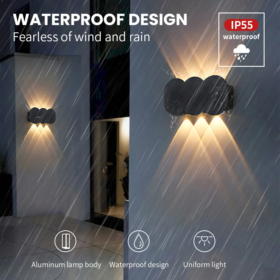 Modern LED Outdoor Lamp Post Durable up down Lighting Garden Wall Light Suitable for Wet Areas Easy Install House Wall Mounted