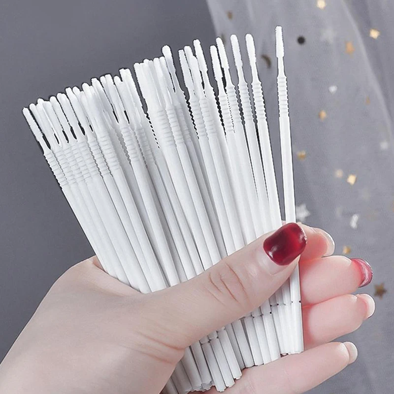 100 STKS Wegwerp Micro Borstel Applicator Microswabs Voor Wimperverlenging Verwijderen Gereedschap, Mini Wattenstaafje Borstels Voor Make-up Een