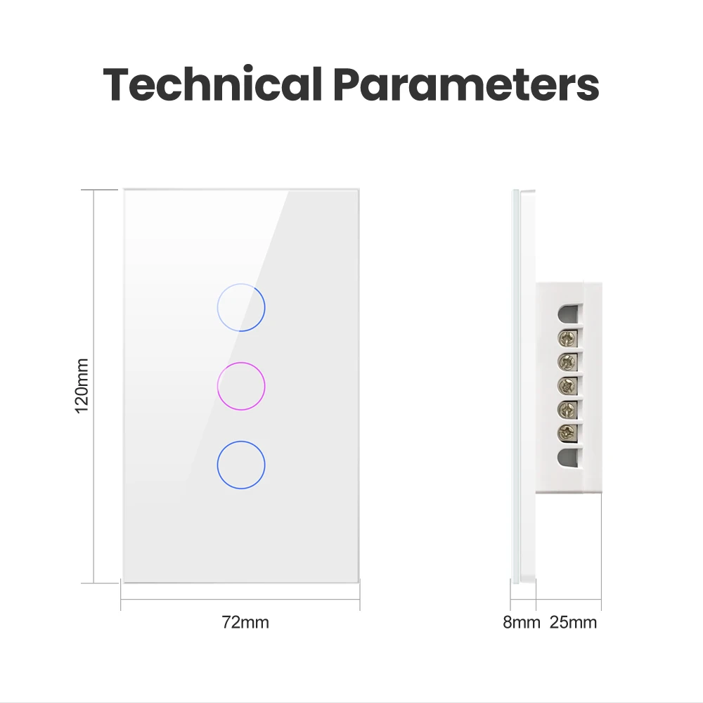 MIUCDA Tuya Smart Switches US Neutral Wire/No Neutral Wire Required 1 to 4 Gang Light WiFi Touch Switch Work & Alexa Google Home