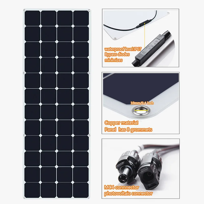 Sunpower Solar Cell ETFE flexible PANEL SOLAR 150W charger for RV,boat