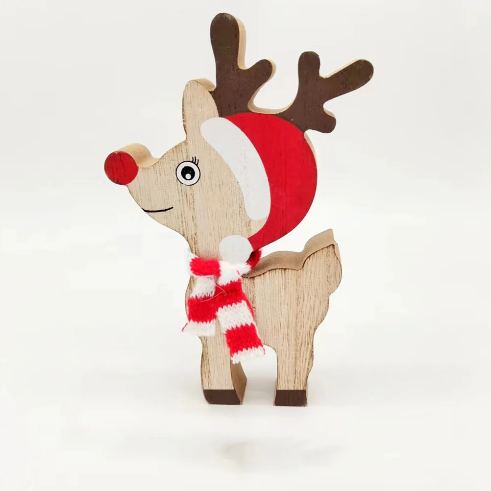 

2Pcs Christmas Wood Deer Ornaments Xmas Table Decor Holiday Desktop Centerpiece Christmas Decoration Xmas Table Decoration
