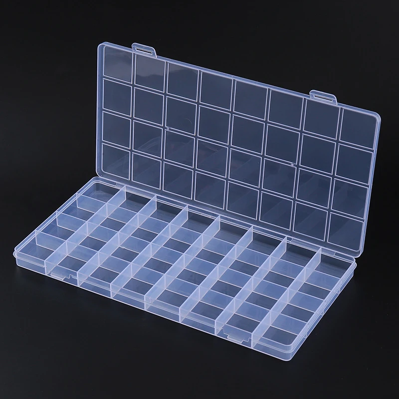 32 Grid Compartment Plastic Transparent Storage Box Jewelry Earring Bead Screw Holder Case Display Organizer Container