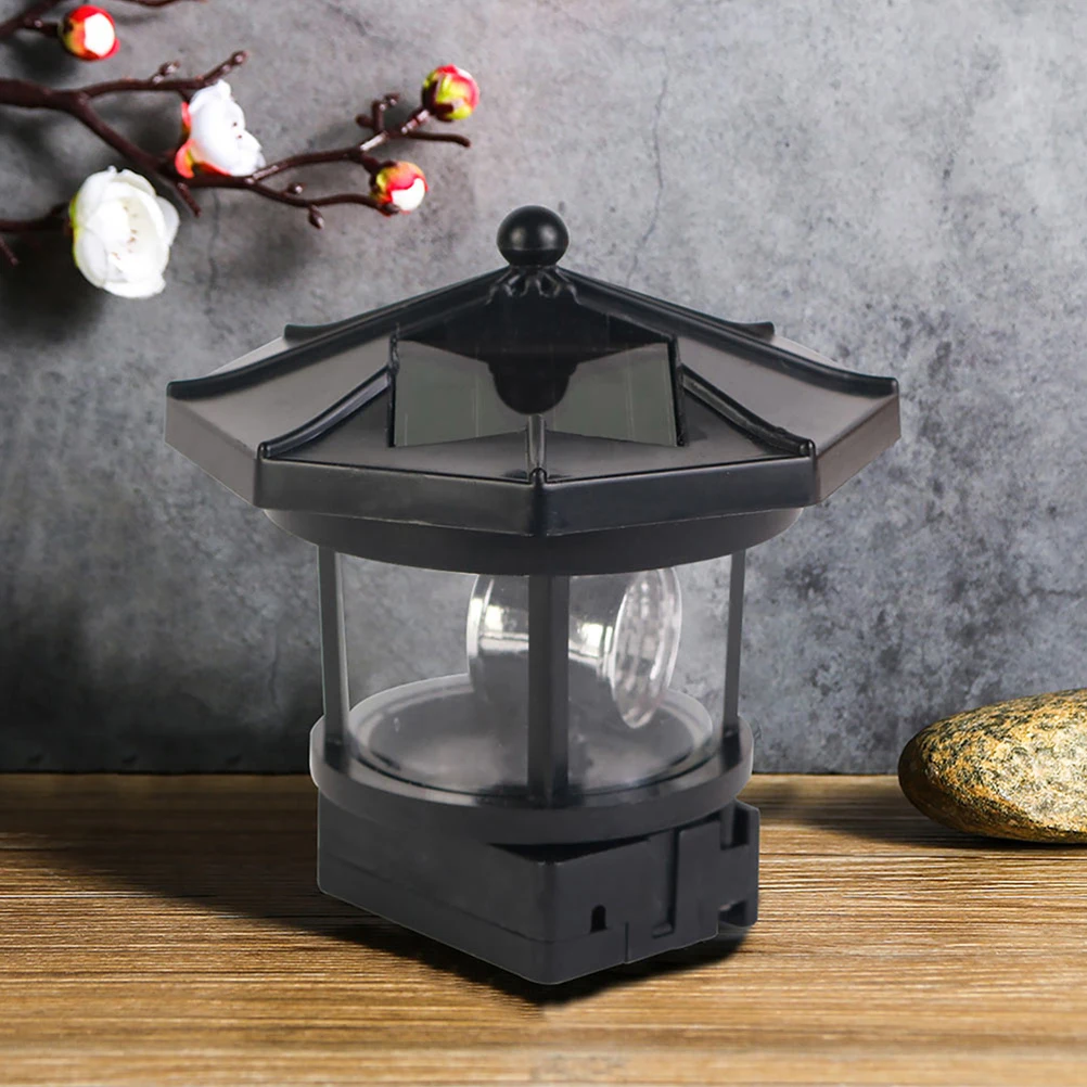 

2 Pcs Solar Lamp Outdoor Garden Decor Rotating Resin Light Tower Energy Saving Landscape Lighting