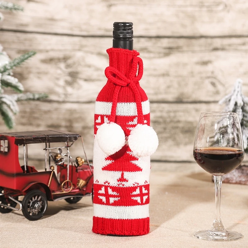 Christmas Wine Bottle Cover Merry Christmas Decorations for Home 2022 Xmas Ornament Candy Gift Bag New Year Gifts Dining Table