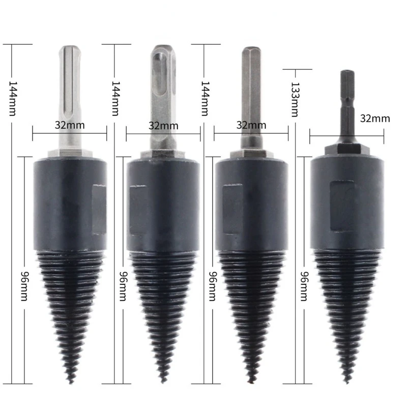 Wood Drill Bit Set Firewood Chop Wood Drill Bit Splitting Tool Splitting Cone Log Splitters Wood Breaker Woodworking Drill SAW