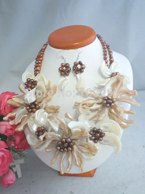 Pretty  Beautiful Handmade Shell Flower Necklace fit Wedding Jewelry 20