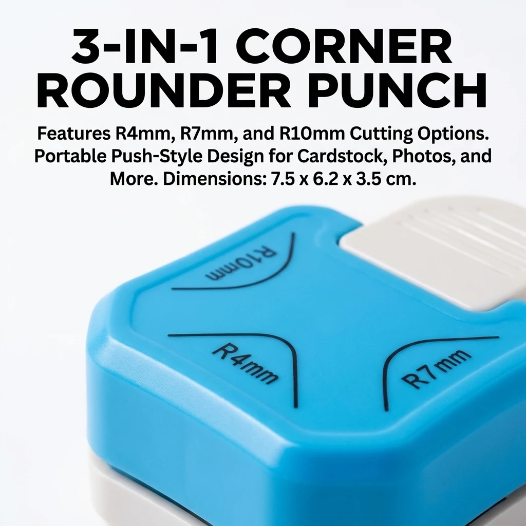 

3 in 1 Corner Rounder Cutter for Scrapbook Cards Crafts Metal Plastic Design Paper Edge Maker 4mm 7mm 10mm