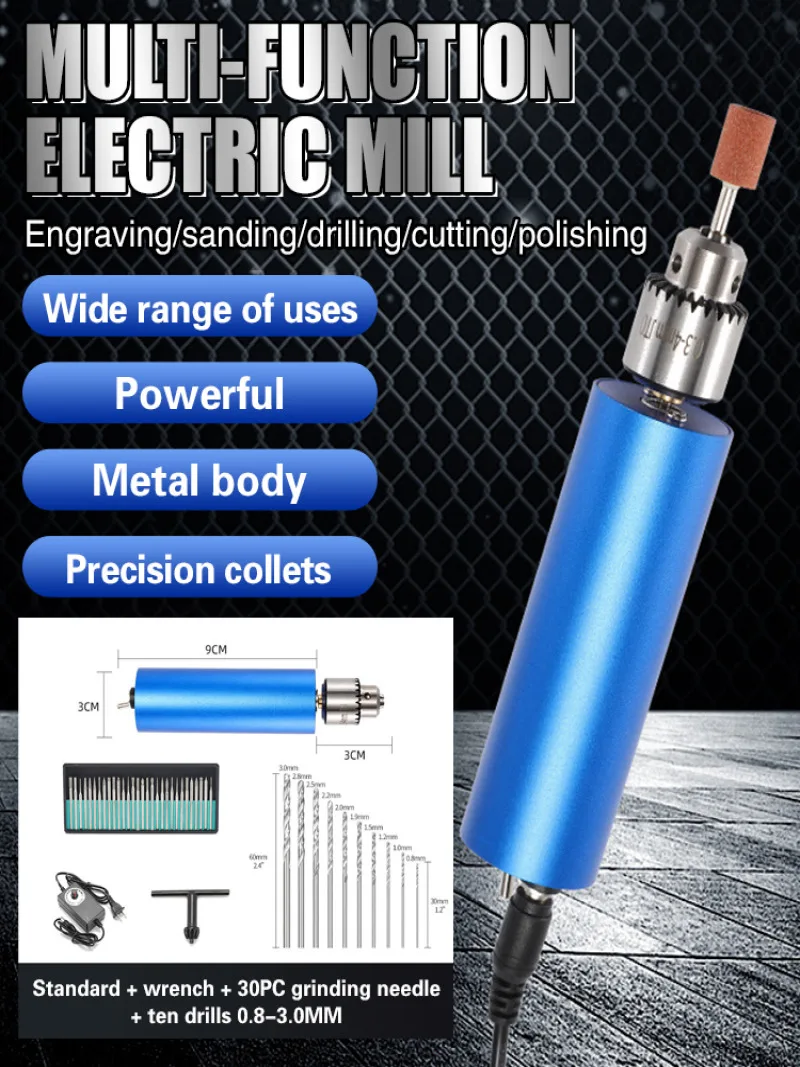 Handheld power tools blue metal mini drill grinding multifunctional fun carving electric grinder