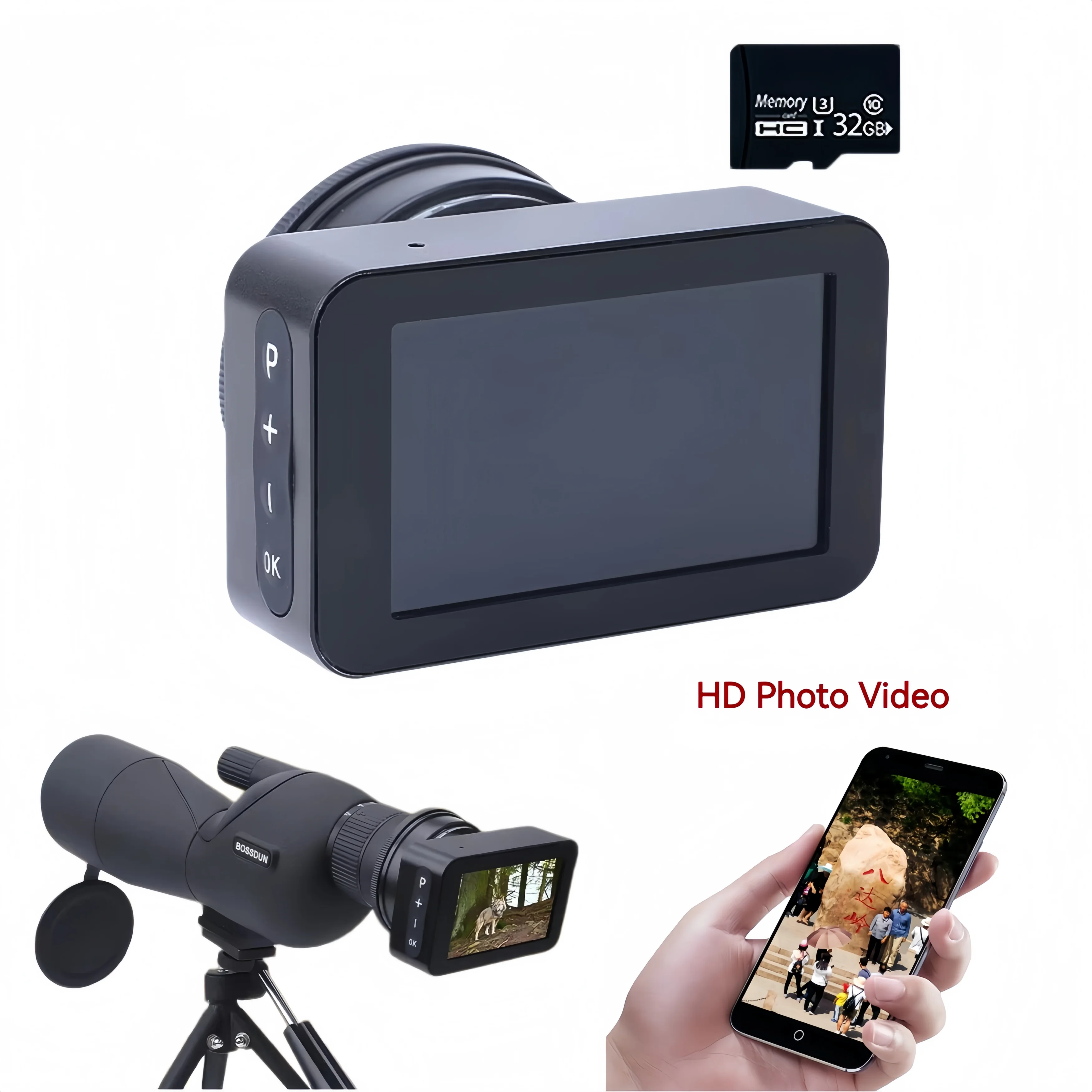 Electronic Eyepiece Camera 4k High-Definition Pixels 3‑Inch Screen For Photo Video Recording Outdoor Exploration Wilderness