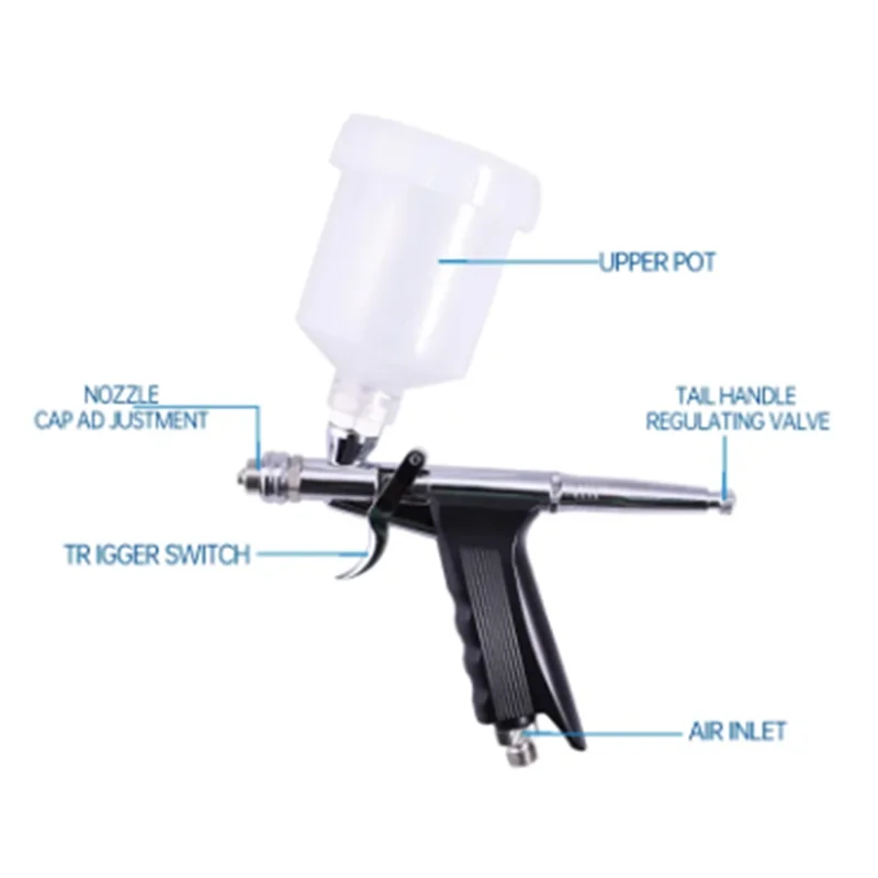 Ensemble d'aérographe professionnel H-W 0.5Mm, avec outils de pulvérisation, connecteur de capuchon de buse de remplacement pour modèle de voiture, peinture murale, clous