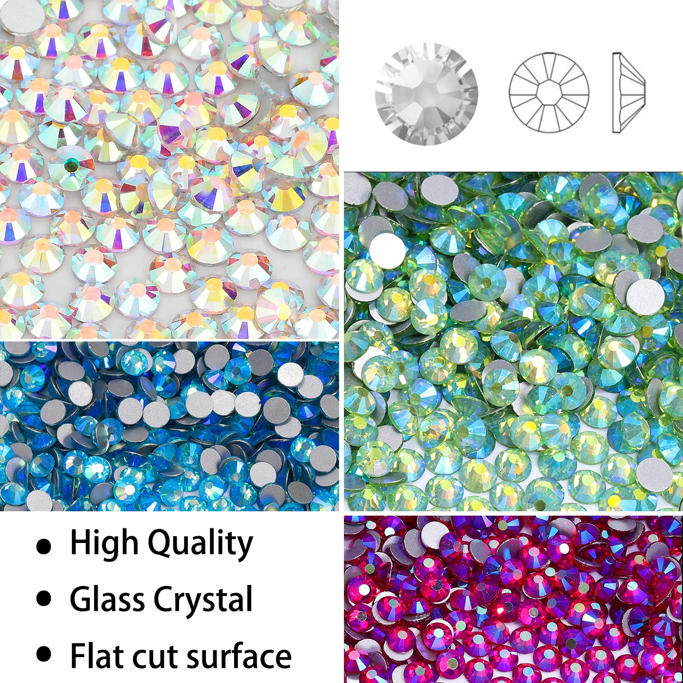 SS3-SS30 Crystals AB Glass Non-Hotfix Flatback Rhinestones Super Glitter Women's Bag s Accessories Fordresses DIY Nail Figures