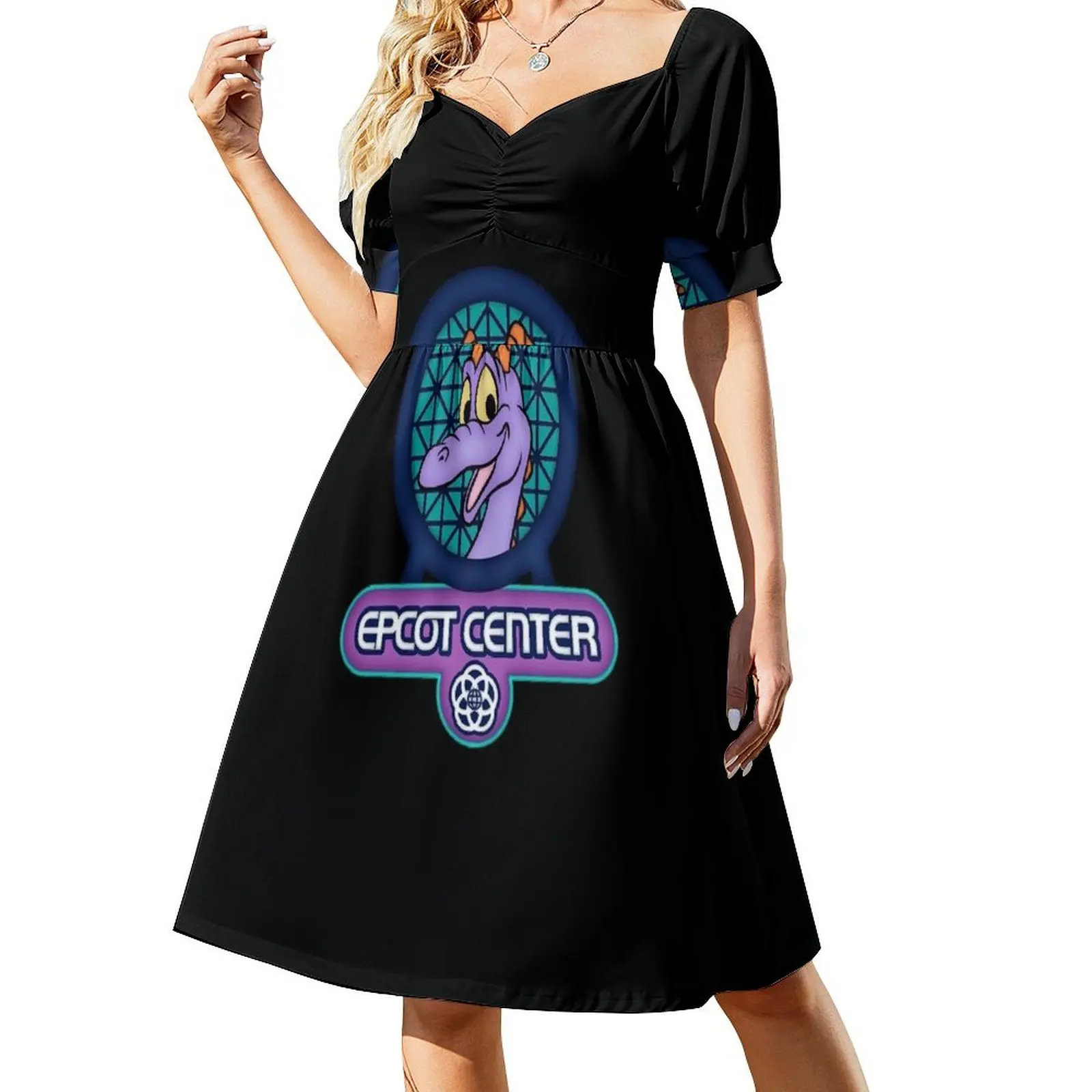 

EPCOT CENTER Figment Badge Essential Short Sleeved Dress luxury woman party dress Women's clothing Dress