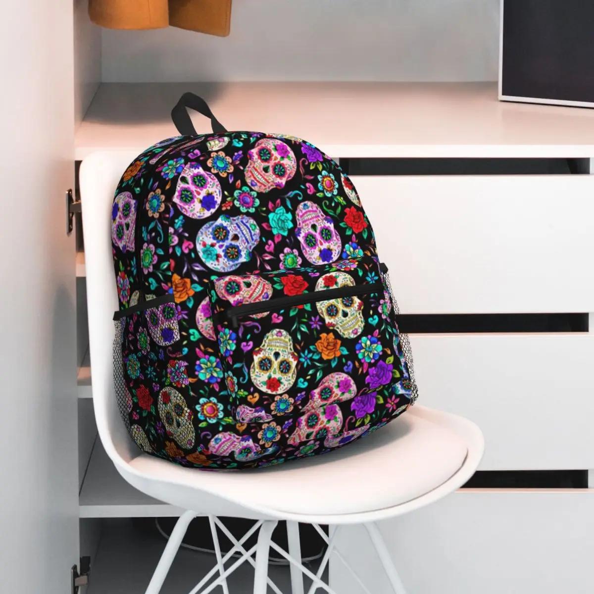 Sugar Skull Mexican Flower Halloween Day Of The Dead Backpack Student BookBag Children School Bag Computer Shoulder Bags