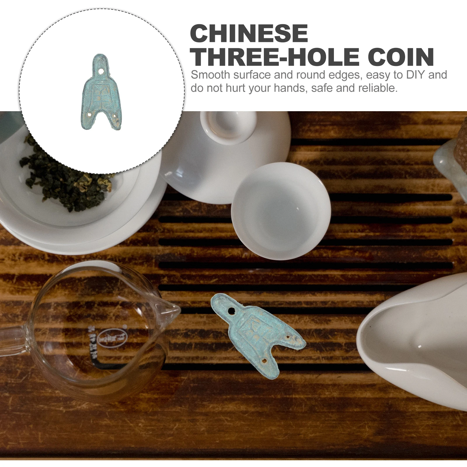 

Retro Copper Coin naments Chinese Three hole Coin Craft Desktop Decor Vintage Safe Smooth Edges DIY Gift