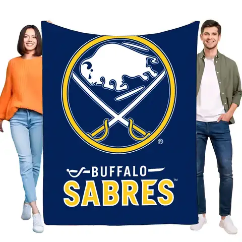 Buffalo Sabres Blanket Soft Fleece Throw Warm Cozy Design with Logo and White Buffalo Head Ideal for Fans Perfect Gift for Hocke