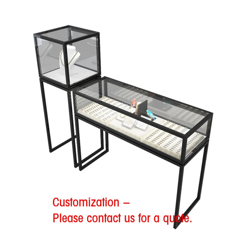 

custom.Custom Color Jewelry Display Showcase Bracelet Stand Gold Metal Frame Necklace Led Light Cabinets Jewelry Rack