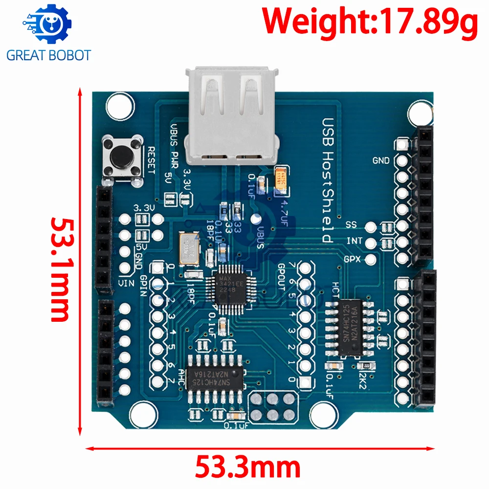 USB Host Shield 2.0 for Arduino: Compatible with UNO/MEGA for Android ADK – DIY Electronic Expansion Module