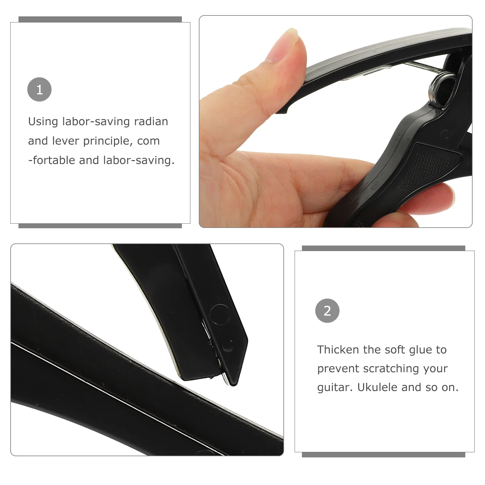 

1 Set Guitar Picks Durable Multi-Function Plastic Stable Pressure High Elastic Spring Guitar Accessory Ukelele Capo Tuning Tool