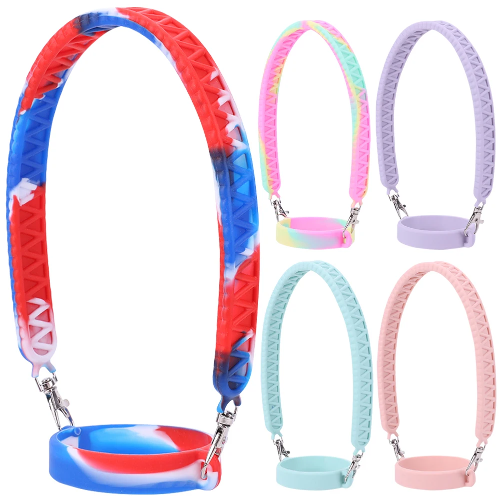 Silicone Water Bottle Strap 8-40oz Water Bottle Handle Carrier Water Bottle Holder Soft Grip Handle for Stanley Cup Accessories